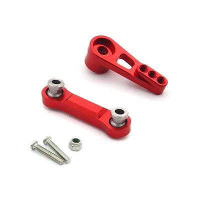 2pcs Metal Steering Servo Arm & Rod Compatible with Wltoys 184011 A949 A959 A969 A979 K929 and B-Series 1/18 RC Cars(Red)