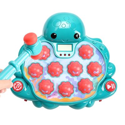 MIZPLAY Octopus Whack-a-Mole Toy for Toddlers;Electric Pounding Game with Scoring Mode;Music & Lights,Adjustable Volume;Interactive Hammer Toys, Birthday Gift for Kids Boys Girls Ages 2 3 4 5(Cyan)
