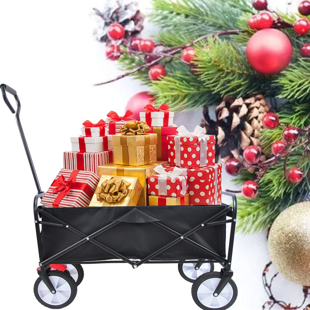 Folding Wagon GShopping Beach Cart (Black)