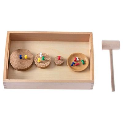 lstyty Montessori Hammer & Pin Punching Set, Wooden Mallet & Cork Board Activity, Hand-Eye Coordination Fine Motor Toy