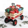 Wooden Utility Wagon Foldable Handcart with All-Terrain Wheels and Removable Side Panels Kids Pulling Cart Pet Stroller for Halloween Christmas, Red view 1