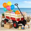 Wooden Utility Wagon Foldable Handcart with All-Terrain Wheels and Removable Side Panels Kids Pulling Cart Pet Stroller for Halloween Christmas, Red view 3
