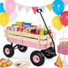 Wooden Utility Wagon Foldable Handcart with All-Terrain Wheels and Removable Side Panels Kids Pulling Cart Pet Stroller for Halloween Christmas, Pink view 2
