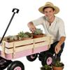 Wooden Utility Wagon Foldable Handcart with All-Terrain Wheels and Removable Side Panels Kids Pulling Cart Pet Stroller for Halloween Christmas, Pink view 4