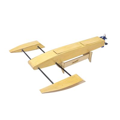 AEORCACC RC Boat Wooden Trimaran Hull Kit - Unassembled DIY Triple-Hull Model Boat, High-Speed Catamaran Base for Electric Power, Ideal for Hobbyists & RC Enthusiasts (B062)