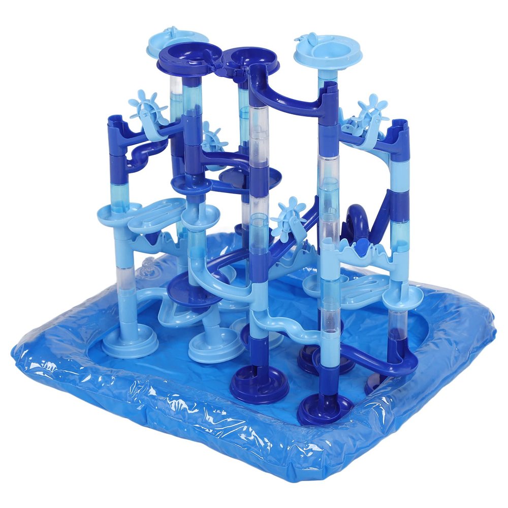 BSTiltion Marble Run Sets DIY Building Blocks Toy with 75 Components 30 Balls Air Cushion Inflator for Kids Water Play Maze Ball Track
