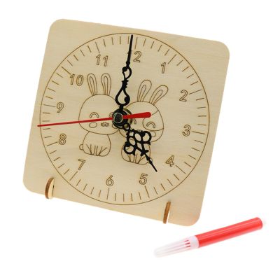 Tyenaza Handmade Clock, Innovative Fun Early Education Easy Assembly DIY Wooden Clock for Kids Presents(10.2x7.3x6cm)