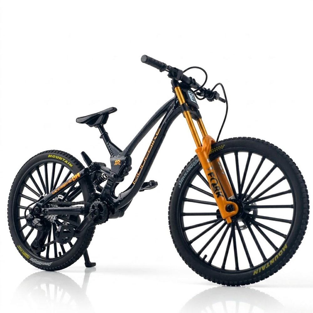 Kuasting 1:8 Scale Mountain BicycleBike Toy DS Finger Bicycle Model Alloy MTB Desktop Decoration DH Bike Action Figurine Toy for Collectible (33 Black)