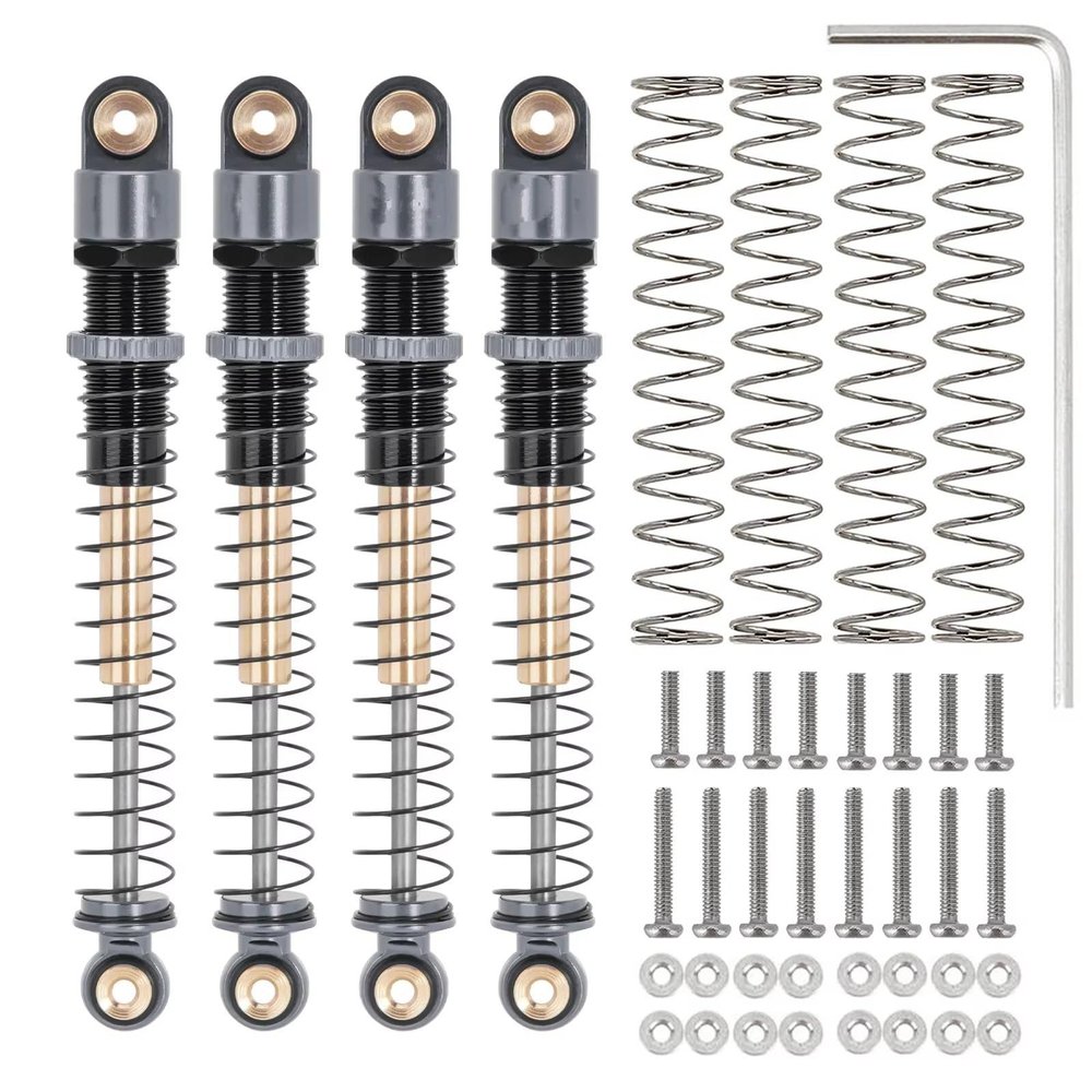 Rc Special Shock Absorber for Axial AX24 for SCX24 1/24 51mm Aluminum Long Travel Threaded Double Barrel Shocks RC Crawler Upgrade(4PCS Grey)