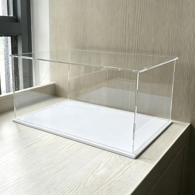 Narrow Acrylic Display Case Stand, Alternative Glass Boxes for Action Figures, Collectibles Dustproof Protection Showcase(White Base,10x10x10cm)