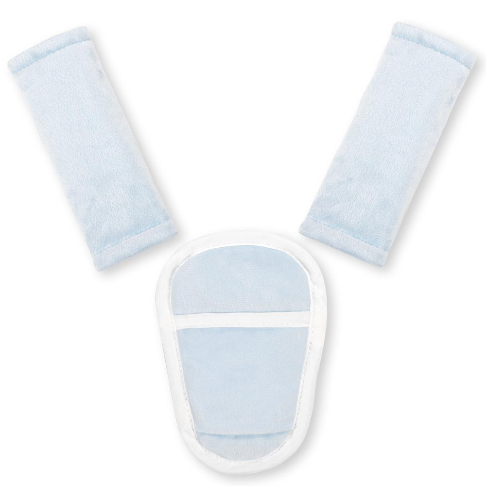 Hooyax Baby Car Seat Strap Pads 3-Piece Set, Soft Breathable Stroller Shoulder Cover & Crotch Protector for Car Seat, Carrier, Pushchair, Universal Baby Travel Comfort Accessories(Blue)
