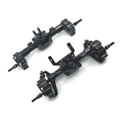 RC Portal Axle Compatible with FMS for FCX24 Crusher K5 1/24 RC Car Upgrade Parts Metal Front and Rear Door Axles Set Assembly(Black)