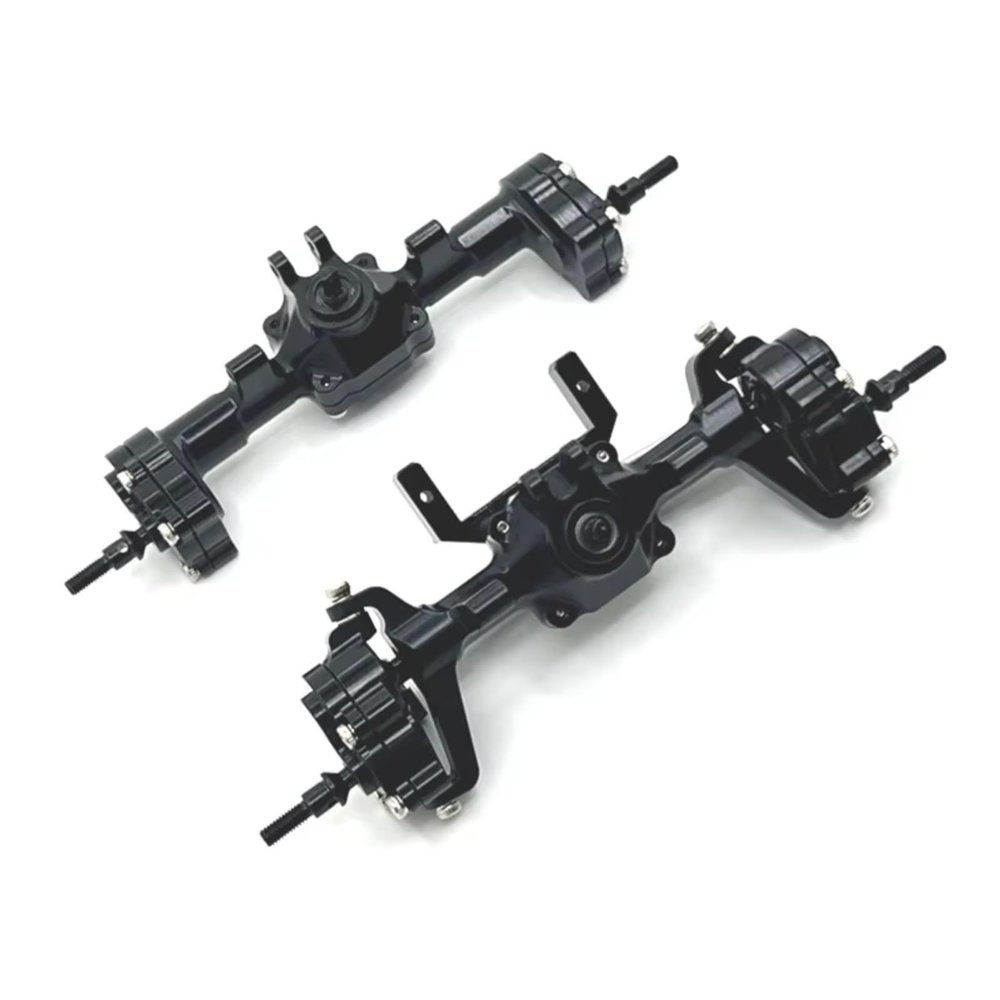 RC Portal Axle Compatible with FMS for FCX24 Crusher K5 1/24 RC Car Upgrade Parts Metal Front and Rear Door Axles Set Assembly(Black)