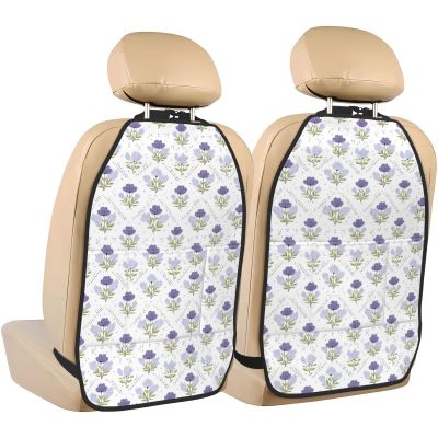 Pioyoku Lavender Flowers2 For Car Seat Back Protector 2 Pack, Kick Mats For Kids And Pets, Backseat Seat Protector Cover For Car, Suv, Truck & Van