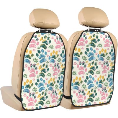 Pioyoku Dog Paw Pattern (4) For Car Seat Back Protector 2 Pack, Kick Mats For Kids And Pets, Backseat Seat Protector Cover For Car, Suv, Truck & Van