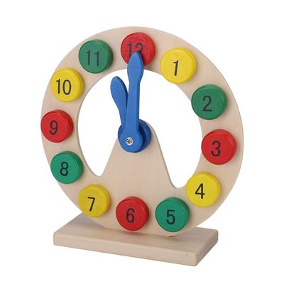 Omquot Wooden Clock Toy, Colourful for Time Recognition, Perfect for Over 3 Years