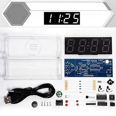 DIY Digital Alarm Clock Project with Temperature Reading Capability, Perfect for Teaching Electronic Skills (White)