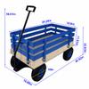 HeavyDuty Solid Wood & Iron PullAlong Wagon Cart, 176LBS Capacity, AllTerrain Rubber Wheels, Ergonomic Folding Handle, Large Open Cargo Box for Garden Beach Camping Backyard, Blue view 2