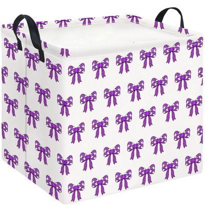 HKEC Rectangle Storage Basket,Gift Basket for Halloween,Room Decor(Purple Bow Halloween)