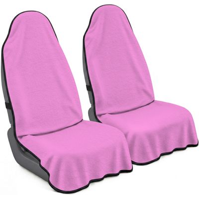 CORTHENA Car Seat Towel Cover 2 Pack for Front Seats, Sweat Absorbent Car Seat Protector with Non-Slip Backing, Waterproof Towel Car Seat Covers for Runners, Gym, Swimming, Beach, Pets, Orchid Purple