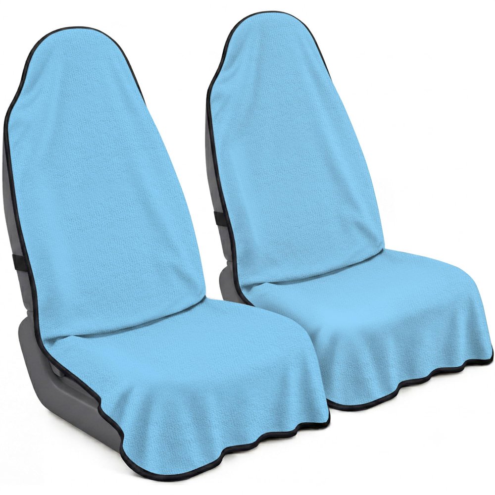 CORTHENA Car Seat Towel Cover 2 Pack for Front Seats, Sweat Absorbent Car Seat Protector with Non-Slip Backing, Waterproof Towel Car Seat Covers for Runners, Gym, Swimming, Beach, Pets, Sky Blue