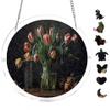 Acrylic Puzzle Suncatcher 83 Pieces Tulips in Vase Green Plant Artl Design DIY Home Decor Wall Hanging 7.4 in view 1