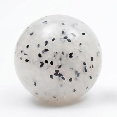 Stress Ball,Squeeze Ball: Rice Ball-StyleTranslucent White with Black Sesame Seeds, Highly Stretchy, and Bouncy for Stress Relief. Ideal for the Office Desk.