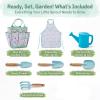Ecolley Kids Gardening Tools Toddler Watering Can Gardening Apron Tote Bag, Watering Can, Shovel, Rake Blue Dinosaur Print view 2