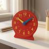 KQFCAZRE Teaching Clock Red Face Analog Teaching Clock Yellow Numbers for Teacher, Children, Homeschool view 2