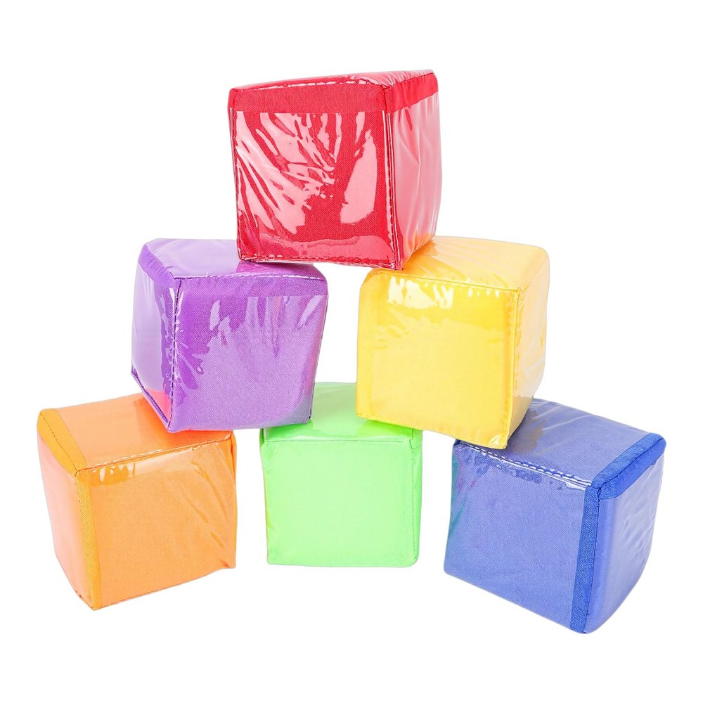 Sunydog Soft Foam Classroom Dice Set of 6 Colorful Pocket Cubes for Family Activities & Early Math Skills Learning