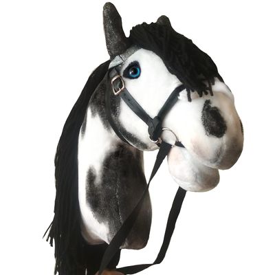 Hobby Horse Pinto A3 with Bridle - Realistic Black & White Hobbyhorse for Kids