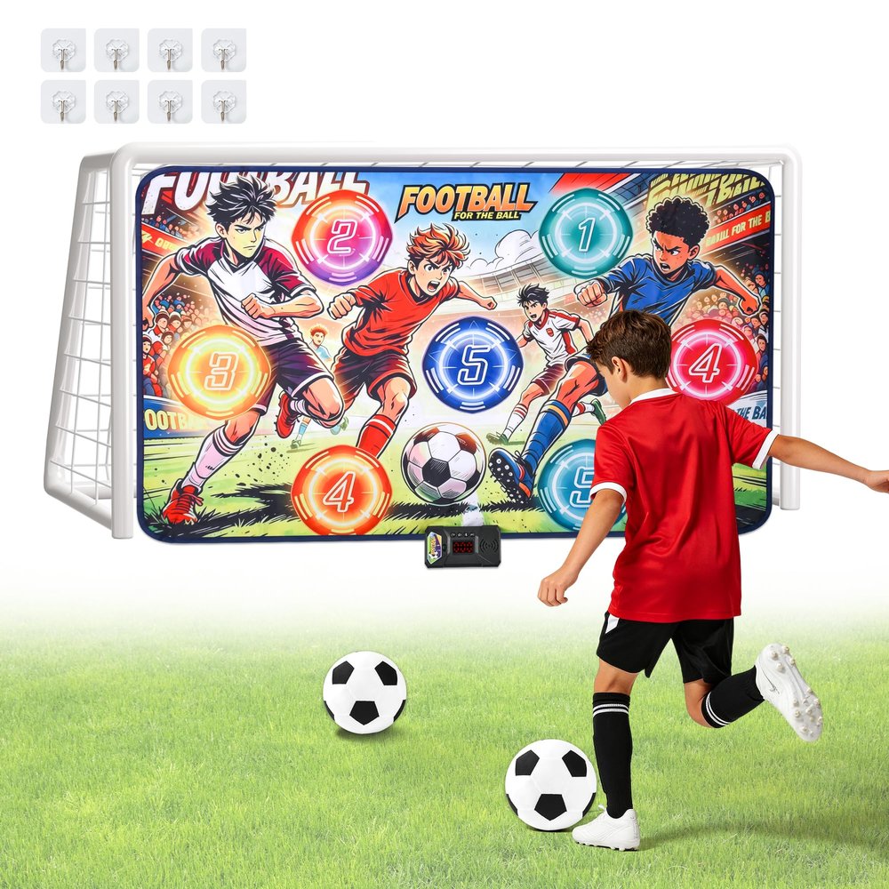 ANJIMGSHUO 2026 Upgraded Electronic Scoring Soccer Game Set, Indoor Outdoor Wall-Mounted Soccer Target Toy with Real-Time Score Display & 3 Game Modes, Kids Sports Gift for Boys Girls Ages 3-12