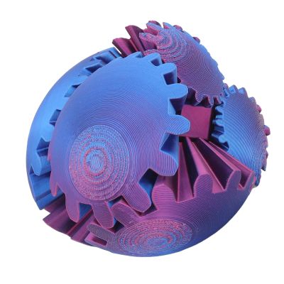 Matybobe 3D Printed Gear Ball Fidget Ball Gear Sphere Stress Relief Toy Rotating Desk Toy Portable PLA Smoothly Rotating with Spherical Structure for Work Study Travel (Red Blue)