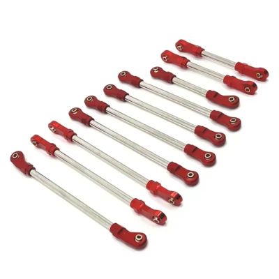 Rc Accessories for HB R1001 R1002 R1003 1/10 Metal Pull Rod RC Car Upgrade Or Repair Replacement Parts(Red)
