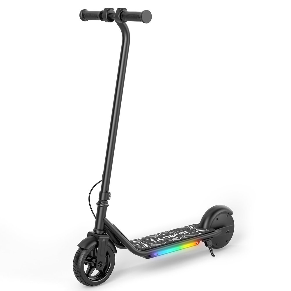 Electric Scooter for Kids Ages 6-12, 150W Motor,10 Mph Max Speed, LED Display, 2 Speeds (6/10 MPH), Magnetic Charging, Colorful Light, Dual Brake Scooter for Girls