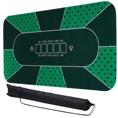 DTGN Portable Poker Table Mat, 71" x 35" Non-Slip Foldable Rubber Poker Mat, Noise Reduction Table Top with Polyester Storage Bag for Tabletop Games Home Games Night, Light Green