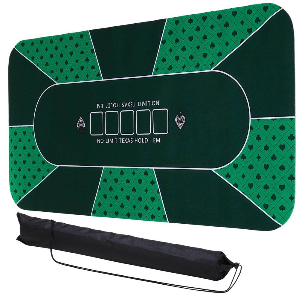 DTGN Portable Poker Table Mat, 71" x 35" Non-Slip Foldable Rubber Poker Mat, Noise Reduction Table Top with Polyester Storage Bag for Tabletop Games Home Games Night, Light Green