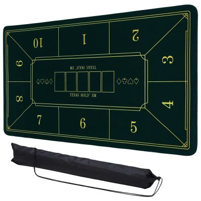 DTGN Portable Poker Table Mat, 47" x 24" Non-Slip Foldable Rubber Poker Mat, Noise Reduction Table Top with Polyester Storage Bag for Tabletop Games Home Games Night, Green