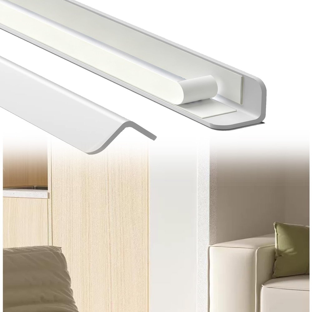 PVC SelfAdhesive Wall Corner Guard, LShaped Edge Protection Strip, 80 cm - 300 cm, Wall Corner Trim for Furniture & Household Corners(K,120 cm/47.24 in)