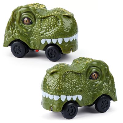 LCIMG 2Pack Dino Track Car, LED LightUp Vehicle for Boys Ages 37