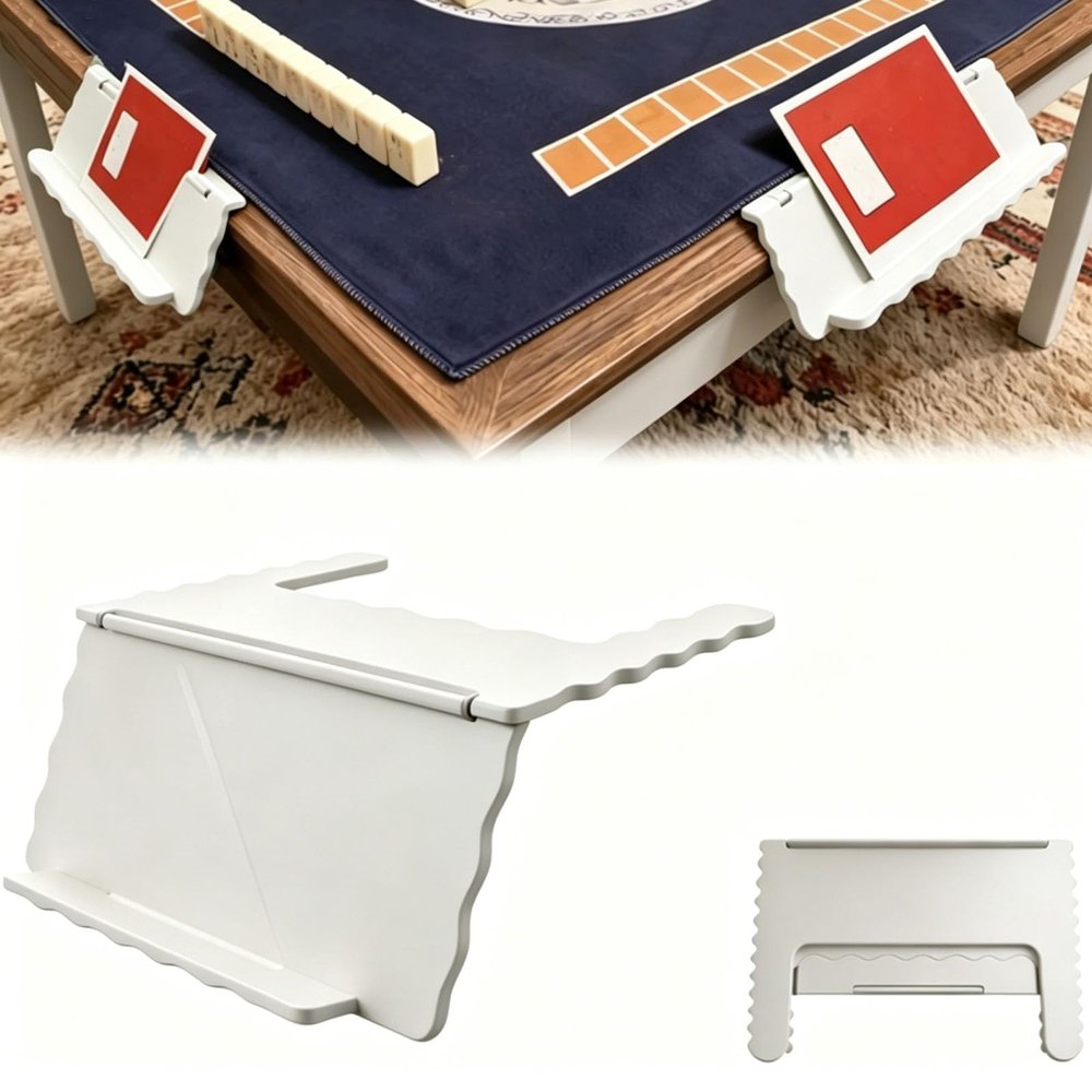 Mahjong Card Holder Under-Mat Slide-In Stand Angled Viewing Rack Mahjong Card Holder for Table - Space-Saving 3D-Printed Table Accessory Foldable Design for American Mahjong (white)
