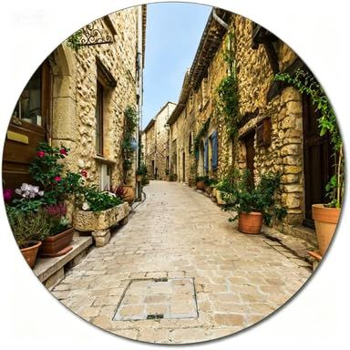 500 Piece Crystal Clear Provence Stone Street Jigsaw Puzzle for Adults, French Village Lane Circular Acrylic Puzzle 500 Pieces, Challenging Family Puzzle, 7.4 x 7.4 inc