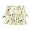 Disney Princess Tiana Toddler Girl Dress Light Green Floral Ruffle Long Sleeve Casual Fall Clothes Cute Kids Outfit Birthday Gift Party Costume 2T view 2