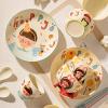 A family of four parent-child dishes ceramic cartoon -4.5 inch wishful bowl-green adolescents view 4