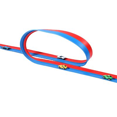 Eboxer Car Race Track Red and Blue PVC Flexible 14.76ft Rolls Up Track with 4 Cars 4 Suction Cups for Kids IndoorOutdoor Play