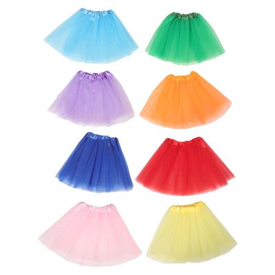 CIMAXIC 8pcs Girls Tulle Skirt: 3-Layered Ballet Tutu For Little Girls - Multicolor & Skin-Friendly Dance Skirt For Festivals Carnivals & Birthday Parties, 11in Long
