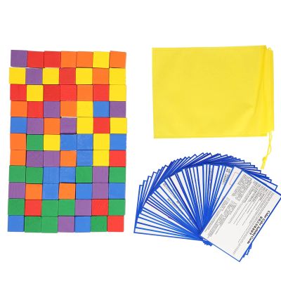 BAXYADEX Wooden Color Cubes, Hands - On Color Centimeter Cubes for Teaching Counting and Math, 120 - Piece Solid Wood Building Blocks with Storage Bag for Kids 3+