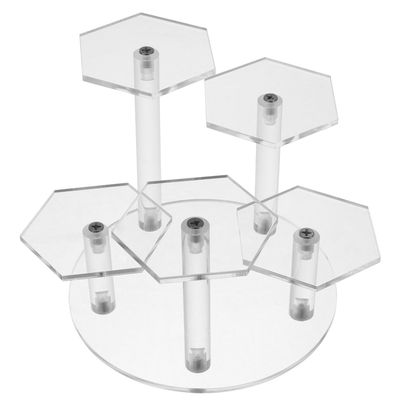 TOYANDONA Acrylic Display Stand Riser for Jewelry Perfume and Collectible Figures Hexagonal 5-tier Organizer Shelf for Cosmetics and Figurine Display