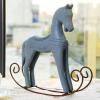 Xixian Handmade Wooden Rocking Horse Toy White Painted Nordic Log Carved Decor (Light Blue) view 1