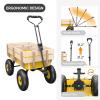 VINGLI Cargo Wagon Garden Cart, All Terrain Wagon with Wood Railing 10-inch Pneumatic Turf Tires Children Garden Outdoor (Yellow) view 2